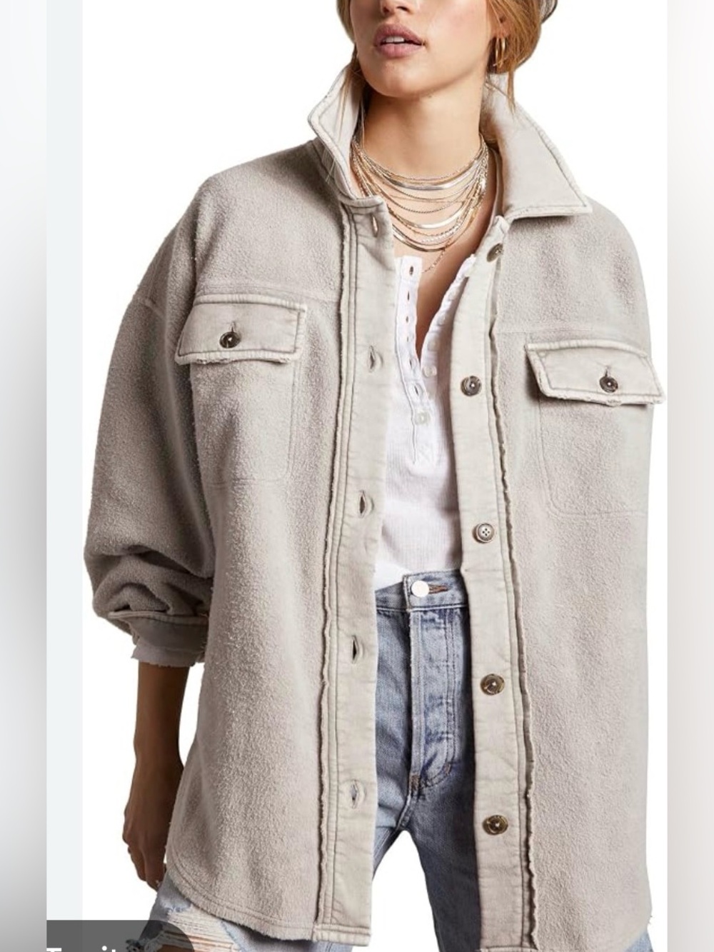 Women's Free People XS Cream Oversized Sherpa Jacket